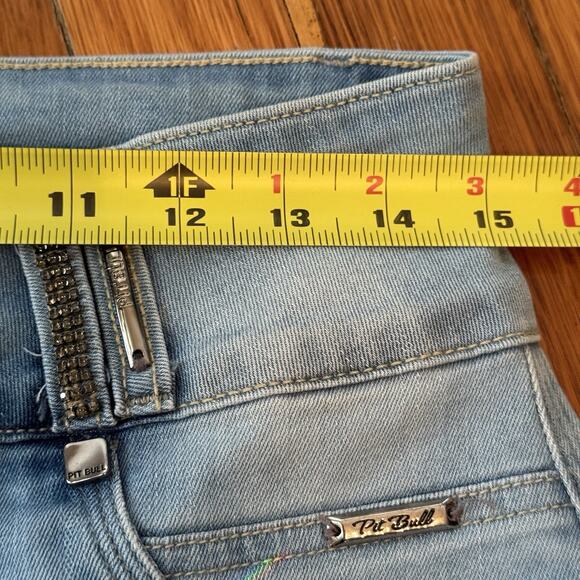 Pit Bull Jeans Distressed Rhinestone Embellished Light Wash REF#25027 30x29 - Picture 13 of 14